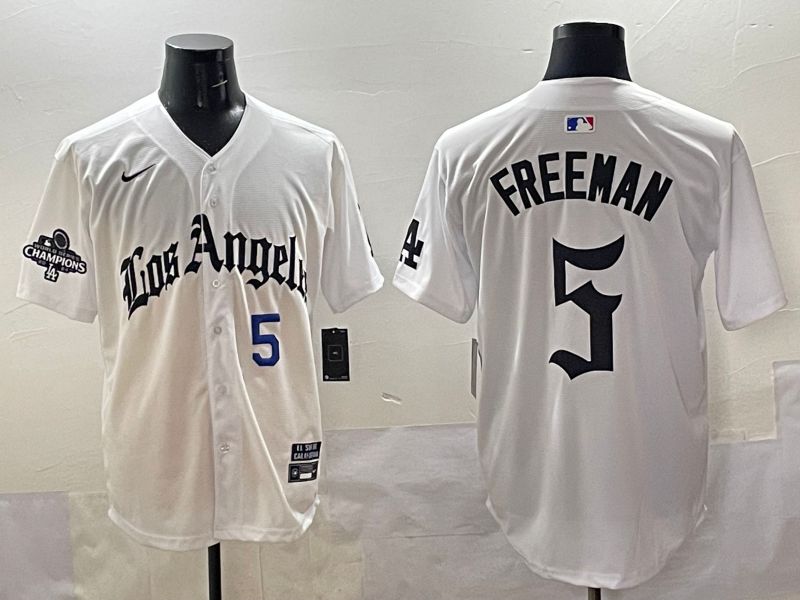 Men 2025 Los Angeles Dodgers #5 Freeman White Five generations Joint Name Nike MLB Jersey style 5182->los angeles dodgers->MLB Jersey